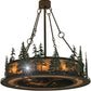 Meyda Lighting Tall Pines 48" 8-Light Antique Copper & Green Trees Chandelier With Silver Mica Shade Glass and Fan