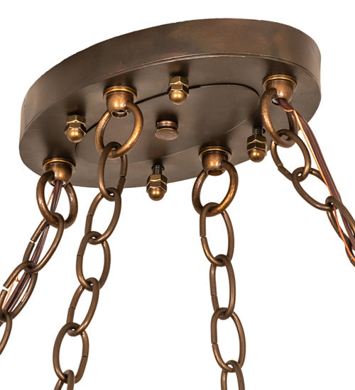 Meyda Lighting Tall Pines 48" 8-Light Dark Burnished Antique Copper Island Inverted Pendant Light With Silver Mica Shade Glass
