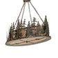 Meyda Lighting Tall Pines 48" 8-Light Dark Burnished Antique Copper Island Inverted Pendant Light With Silver Mica Shade Glass