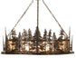 Meyda Lighting Tall Pines 48" 8-Light Dark Burnished Antique Copper Island Inverted Pendant Light With Silver Mica Shade Glass