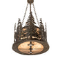 Meyda Lighting Tall Pines 48" 8-Light Dark Burnished Antique Copper Island Inverted Pendant Light With Silver Mica Shade Glass