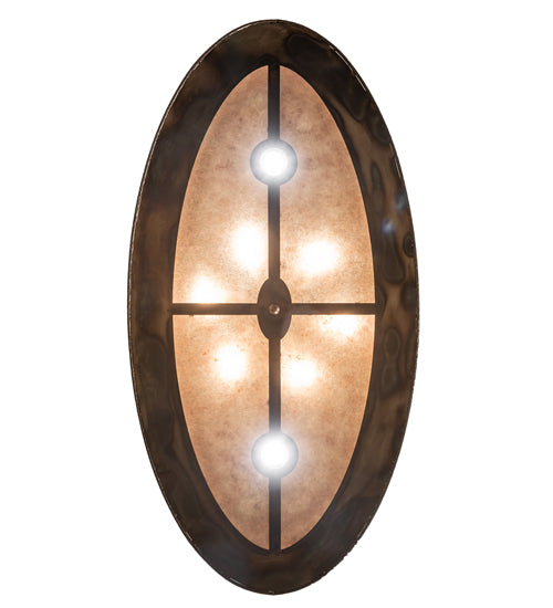 Meyda Lighting Tall Pines 48" 8-Light Dark Burnished Antique Copper Island Inverted Pendant Light With Silver Mica Shade Glass