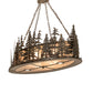 Meyda Lighting Tall Pines 48" 8-Light Dark Burnished Antique Copper Island Inverted Pendant Light With Silver Mica Shade Glass