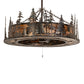 Meyda Lighting Tall Pines 49" 24-Light Dark Burnished Antique Copper Chandelier With Amber Mica Shade Glass and Fan
