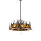 Meyda Lighting Tall Pines 49" 24-Light Dark Burnished Antique Copper Chandelier With Amber Mica Shade Glass and Fan