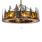 Meyda Lighting Tall Pines 49" 24-Light Dark Burnished Antique Copper Chandelier With Amber Mica Shade Glass and Fan