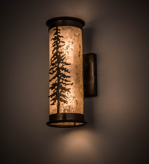 Meyda Lighting Tall Pines 5" 2-Light Antique Copper Wall Sconce With Silver Mica Shade Glass