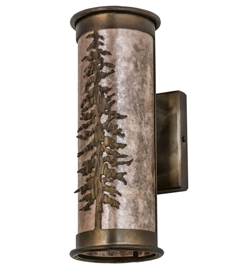 Meyda Lighting Tall Pines 5" 2-Light Antique Copper Wall Sconce With Silver Mica Shade Glass