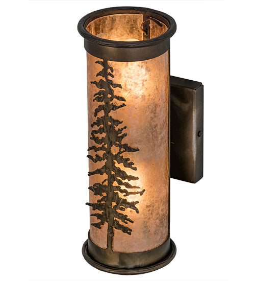 Meyda Lighting Tall Pines 5" 2-Light Antique Copper Wall Sconce With Silver Mica Shade Glass