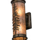 Meyda Lighting Tall Pines 5" 2-Light Antique Copper Wall Sconce With Silver Mica Shade Glass