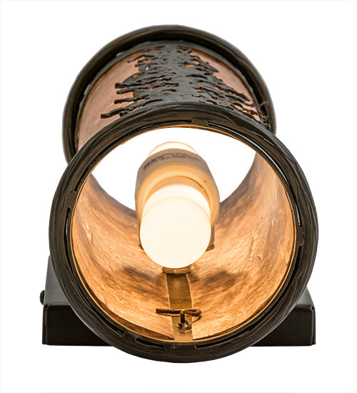 Meyda Lighting Tall Pines 5" 2-Light Antique Copper Wall Sconce With Silver Mica Shade Glass