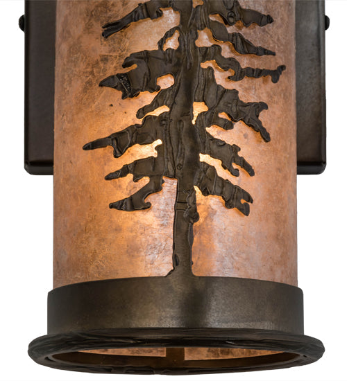 Meyda Lighting Tall Pines 5" 2-Light Antique Copper Wall Sconce With Silver Mica Shade Glass