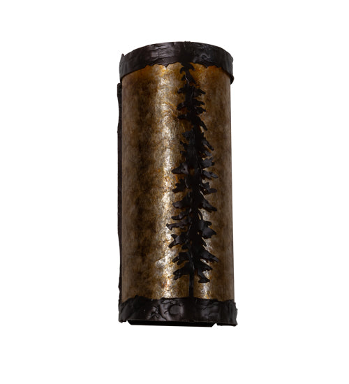 Meyda Lighting Tall Pines 5" 2-Light Mahogany Bronze Wall Sconce With Amber Mica Shade Glass