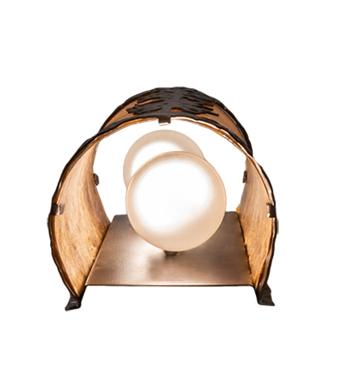 Meyda Lighting Tall Pines 5" 2-Light Mahogany Bronze Wall Sconce With Amber Mica Shade Glass