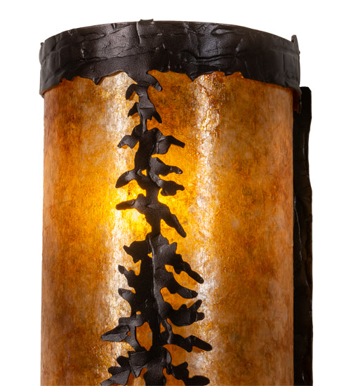 Meyda Lighting Tall Pines 5" 2-Light Mahogany Bronze Wall Sconce With Amber Mica Shade Glass