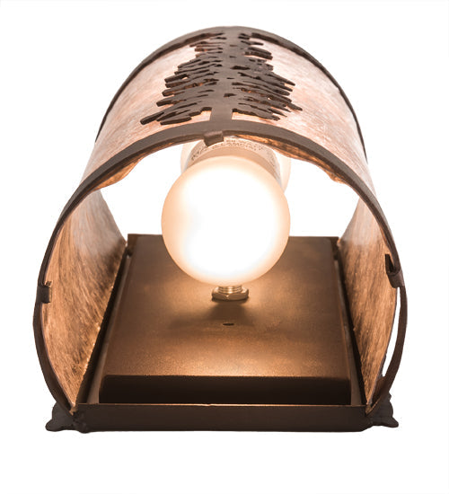 Meyda Lighting Tall Pines 5" 2-Light Mahogany Bronze Wall Sconce With Silver Mica Shade Glass