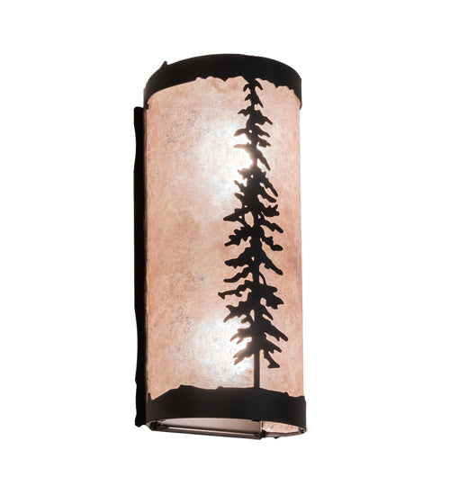 Meyda Lighting Tall Pines 5" 2-Light Oil Rubbed Bronze Wall Sconce With Silver Mica Shade Glass