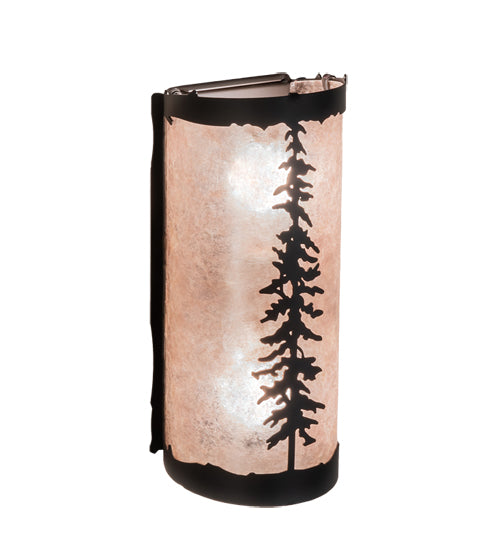 Meyda Lighting Tall Pines 5" 2-Light Oil Rubbed Bronze Wall Sconce With Silver Mica Shade Glass