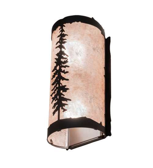 Meyda Lighting Tall Pines 5" 2-Light Oil Rubbed Bronze Wall Sconce With Silver Mica Shade Glass