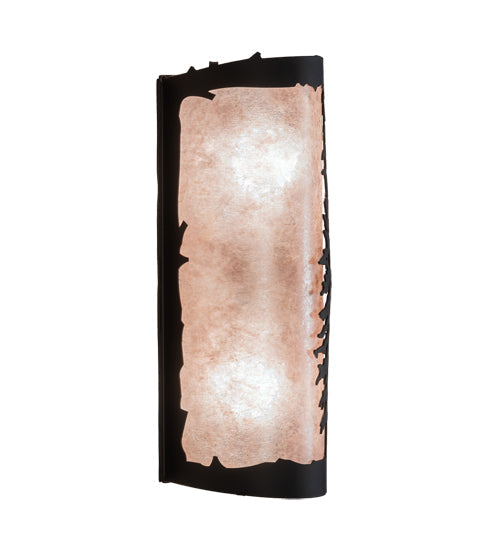 Meyda Lighting Tall Pines 5" 2-Light Oil Rubbed Bronze Wall Sconce With Silver Mica Shade Glass