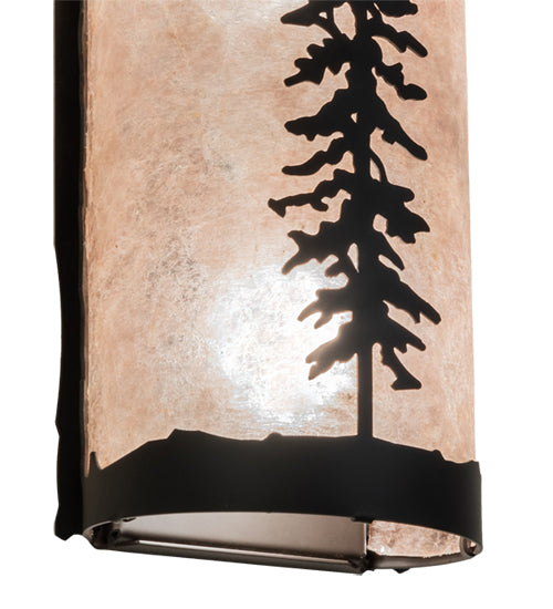 Meyda Lighting Tall Pines 5" 2-Light Oil Rubbed Bronze Wall Sconce With Silver Mica Shade Glass