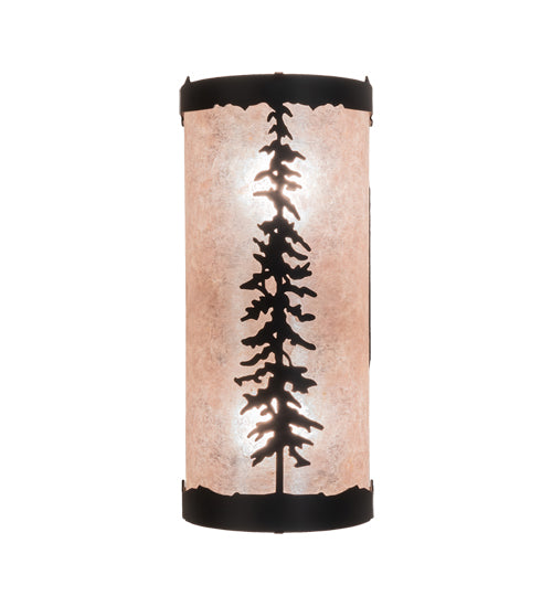 Meyda Lighting Tall Pines 5" 2-Light Oil Rubbed Bronze Wall Sconce With Silver Mica Shade Glass