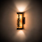 Meyda Lighting Tall Pines 5" 2-Light Textured Black Wall Sconce With Amber Mica Shade Glass