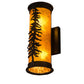 Meyda Lighting Tall Pines 5" 2-Light Textured Black Wall Sconce With Amber Mica Shade Glass