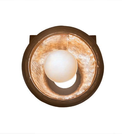 Meyda Lighting Tall Pines 5" 2-Light Textured Black Wall Sconce With Amber Mica Shade Glass