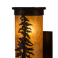 Meyda Lighting Tall Pines 5" 2-Light Textured Black Wall Sconce With Amber Mica Shade Glass
