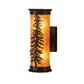Meyda Lighting Tall Pines 5" 2-Light Textured Black Wall Sconce With Amber Mica Shade Glass