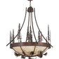 Meyda Lighting Tall Pines 50" 8-Light Wrought Iron Over Mahogany Bronze Inverted Pendant Light With Randsburg Rock Idalight Shade Glass