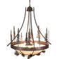 Meyda Lighting Tall Pines 50" 8-Light Wrought Iron Over Mahogany Bronze Inverted Pendant Light With Randsburg Rock Idalight Shade Glass