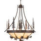 Meyda Lighting Tall Pines 50" 8-Light Wrought Iron Over Mahogany Bronze Inverted Pendant Light With Randsburg Rock Idalight Shade Glass