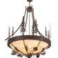 Meyda Lighting Tall Pines 50" 8-Light Wrought Iron Over Mahogany Bronze Inverted Pendant Light With Randsburg Rock Idalight Shade Glass