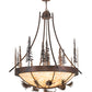 Meyda Lighting Tall Pines 50" 8-Light Wrought Iron Over Mahogany Bronze Inverted Pendant Light With Randsburg Rock Idalight Shade Glass