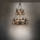 Meyda Lighting Tall Pines 55" 20-Light 2-Tier Antique Copper Chandelier With Silver Mica Shade Glass and Fan
