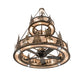 Meyda Lighting Tall Pines 55" 20-Light 2-Tier Antique Copper Chandelier With Silver Mica Shade Glass and Fan