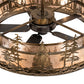 Meyda Lighting Tall Pines 55" 20-Light 2-Tier Antique Copper Chandelier With Silver Mica Shade Glass and Fan