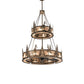 Meyda Lighting Tall Pines 55" 20-Light 2-Tier Antique Copper Chandelier With Silver Mica Shade Glass and Fan