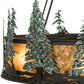 Meyda Lighting Tall Pines 55" 27-Light 2-Tier Textured Black & Green Trees Chandelier With Amber Mica Shade Glass