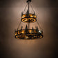 Meyda Lighting Tall Pines 55" 27-Light 2-Tier Textured Black & Green Trees Chandelier With Amber Mica Shade Glass
