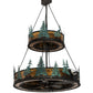 Meyda Lighting Tall Pines 55" 27-Light 2-Tier Textured Black & Green Trees Chandelier With Amber Mica Shade Glass