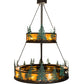 Meyda Lighting Tall Pines 55" 27-Light 2-Tier Textured Black & Green Trees Chandelier With Amber Mica Shade Glass