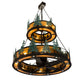 Meyda Lighting Tall Pines 55" 27-Light 2-Tier Textured Black & Green Trees Chandelier With Amber Mica Shade Glass
