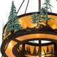 Meyda Lighting Tall Pines 55" 27-Light 2-Tier Textured Black & Green Trees Chandelier With Amber Mica Shade Glass