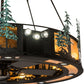 Meyda Lighting Tall Pines 55" 27-Light 2-Tier Textured Black & Green Trees Chandelier With Amber Mica Shade Glass