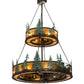 Meyda Lighting Tall Pines 55" 27-Light 2-Tier Textured Black & Green Trees Chandelier With Amber Mica Shade Glass
