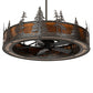 Meyda Lighting Tall Pines 56" 16-Light Oil Rubbed Bronze Chandelier With Amber Mica Shade Glass and Fan