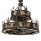 Meyda Lighting Tall Pines 56" 20-Light 2-Tier Oil Rubbed Bronze Chandelier With Silver Mica Shade Glass and Fan